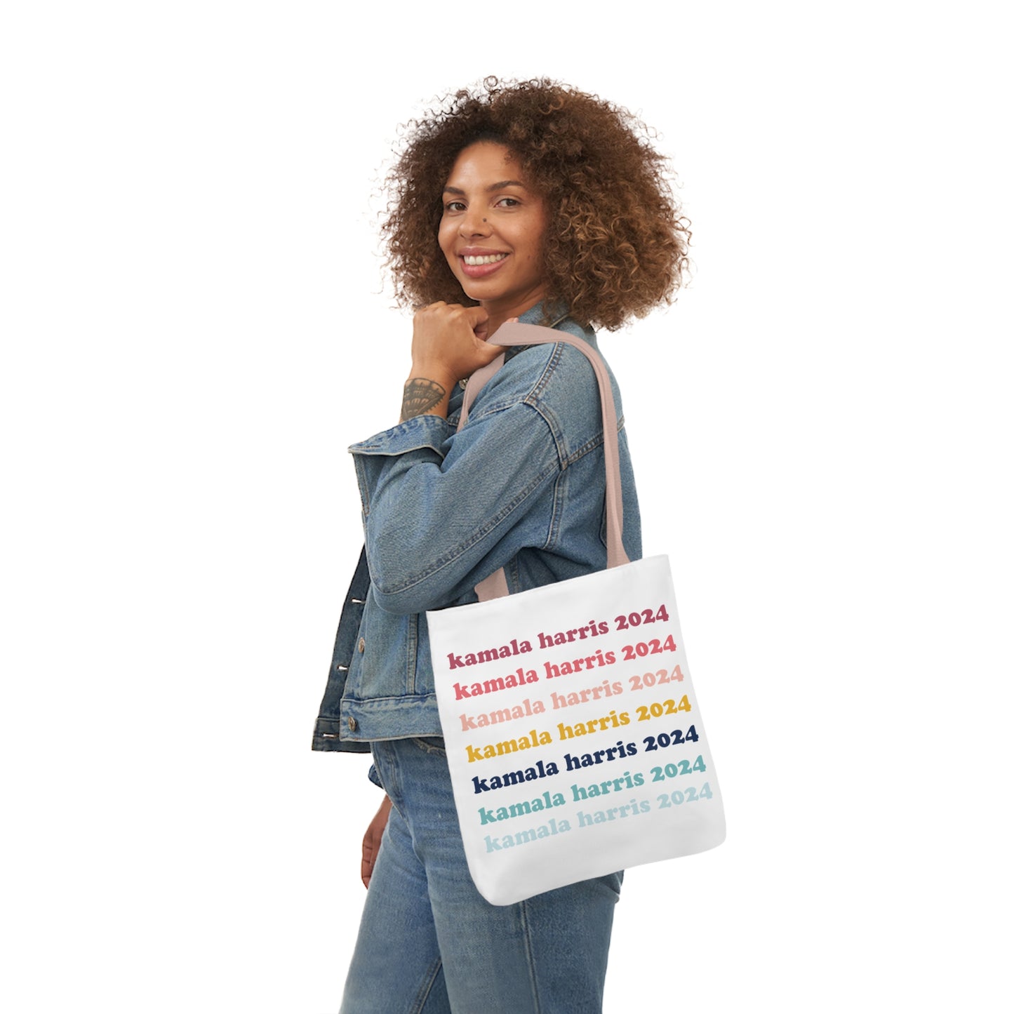 Kamala Harris 2024 Retro Rainbow Canvas Tote Bag
