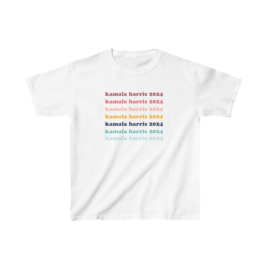 Kids Kamala Harris 2024 Retro Rainbow Tee