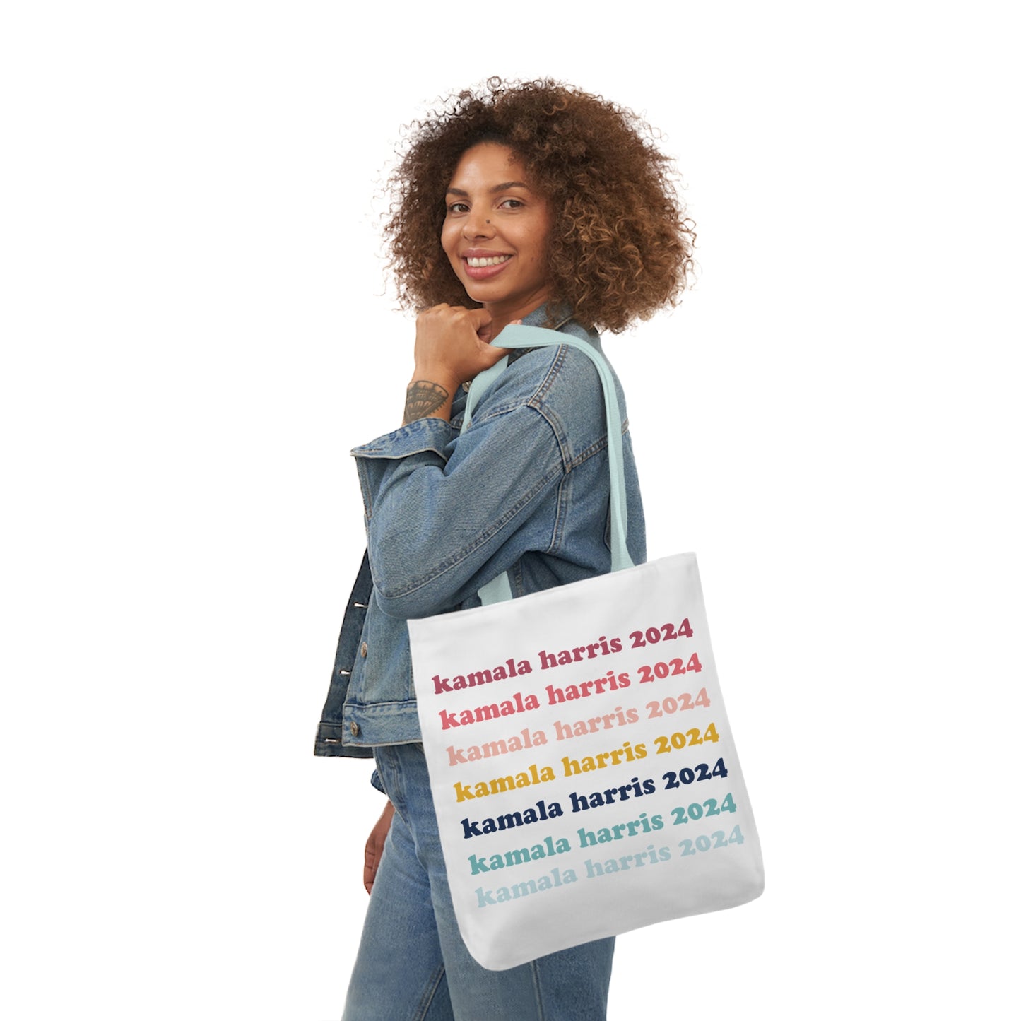 Kamala Harris 2024 Retro Rainbow Canvas Tote Bag