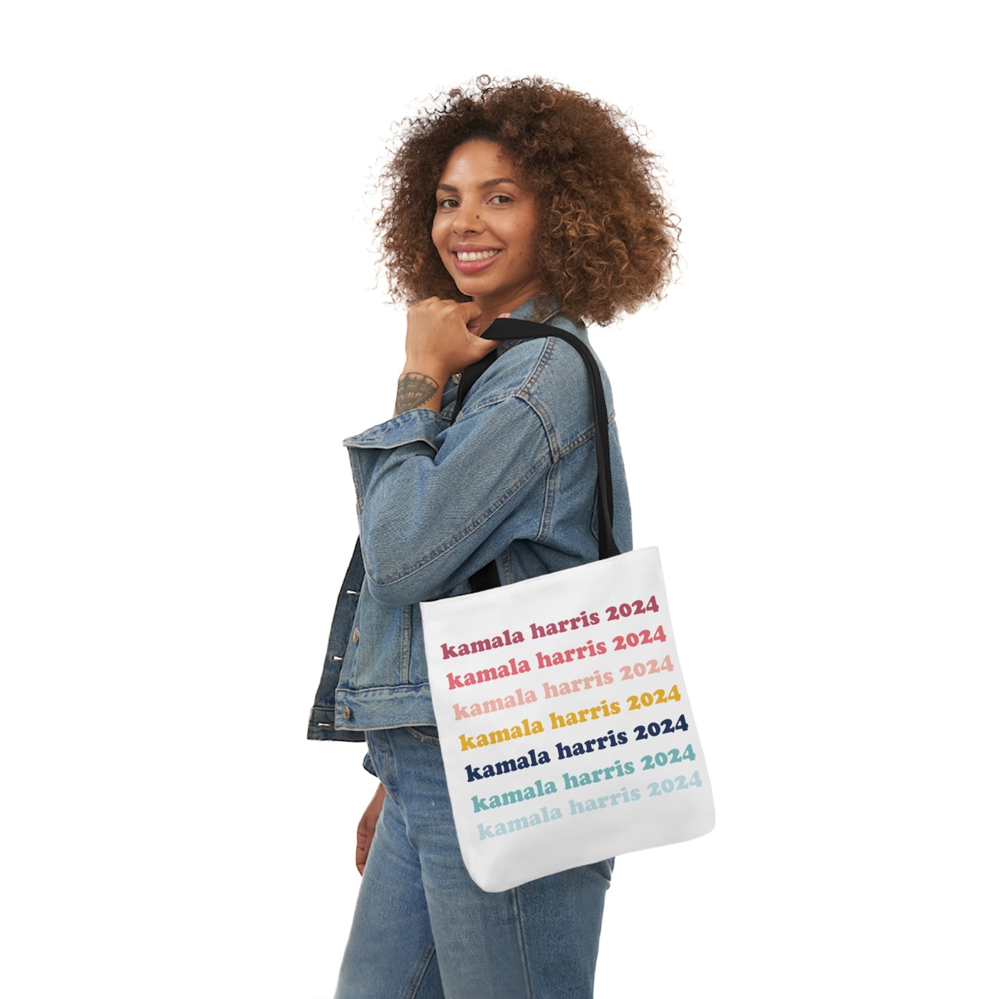 Kamala Harris 2024 Retro Rainbow Canvas Tote Bag