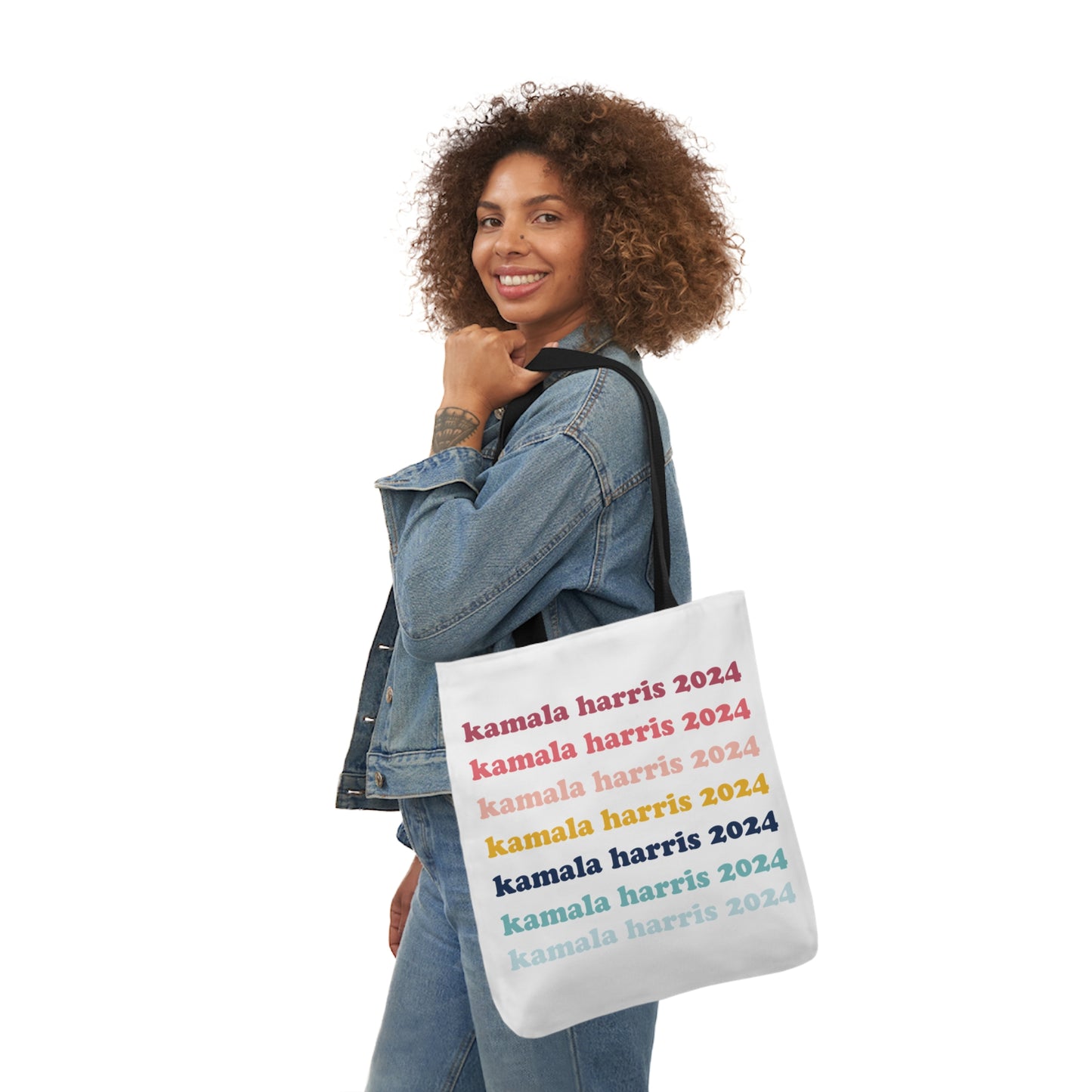 Kamala Harris 2024 Retro Rainbow Canvas Tote Bag