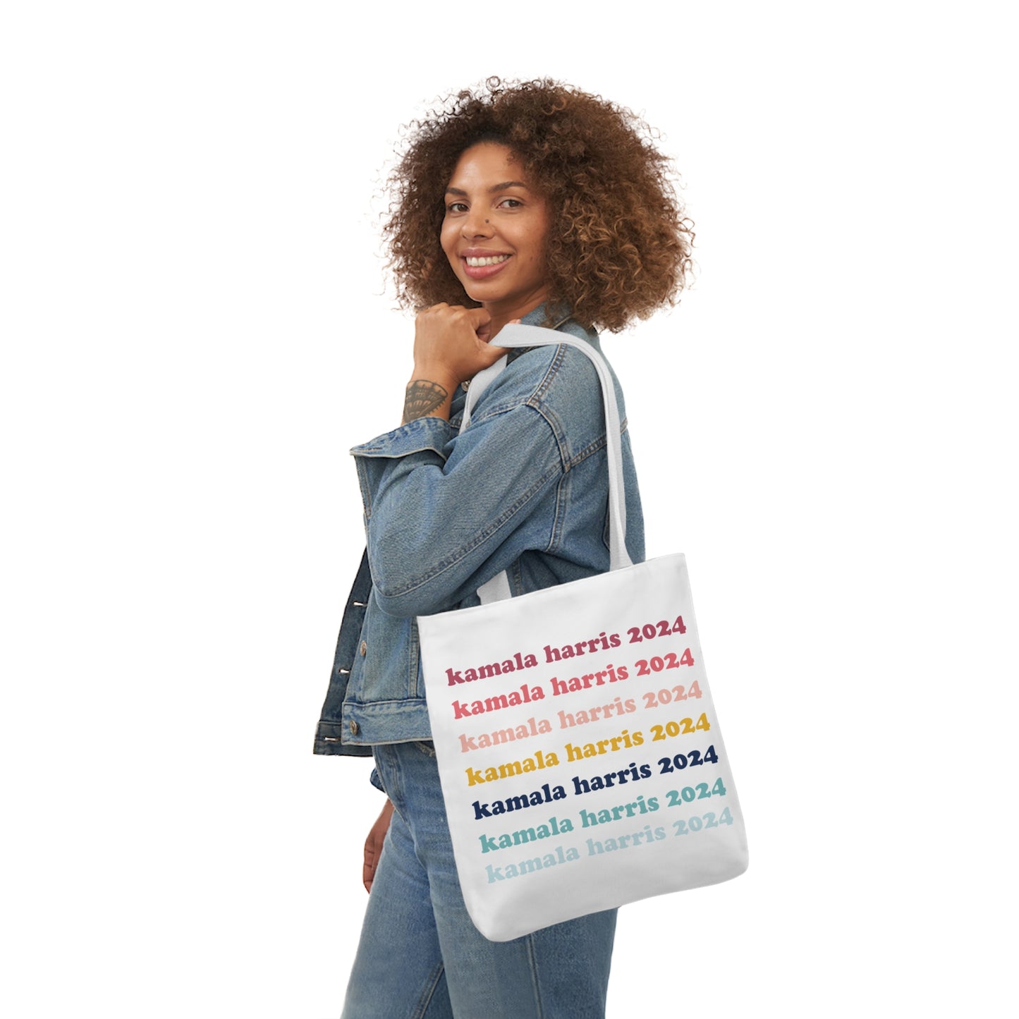 Kamala Harris 2024 Retro Rainbow Canvas Tote Bag
