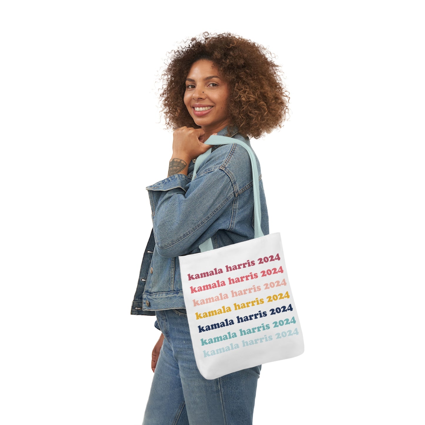Kamala Harris 2024 Retro Rainbow Canvas Tote Bag
