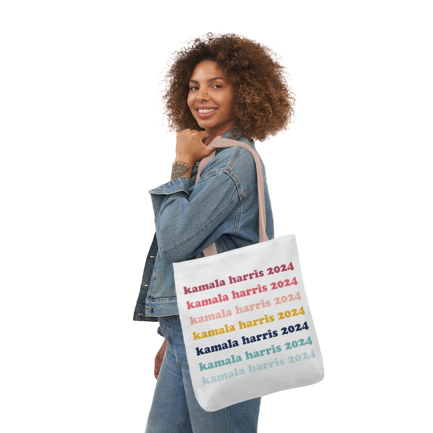 Kamala Harris 2024 Retro Rainbow Canvas Tote Bag