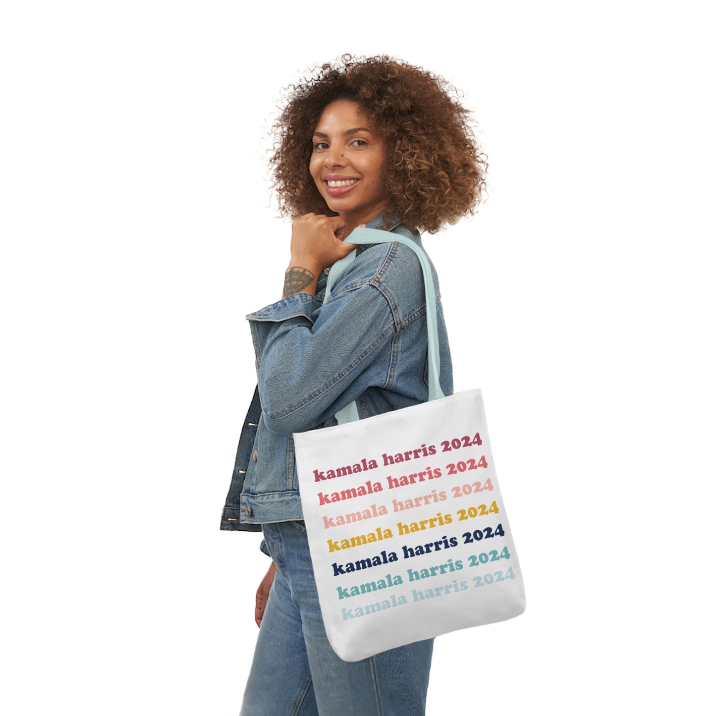 Kamala Harris 2024 Retro Rainbow Canvas Tote Bag
