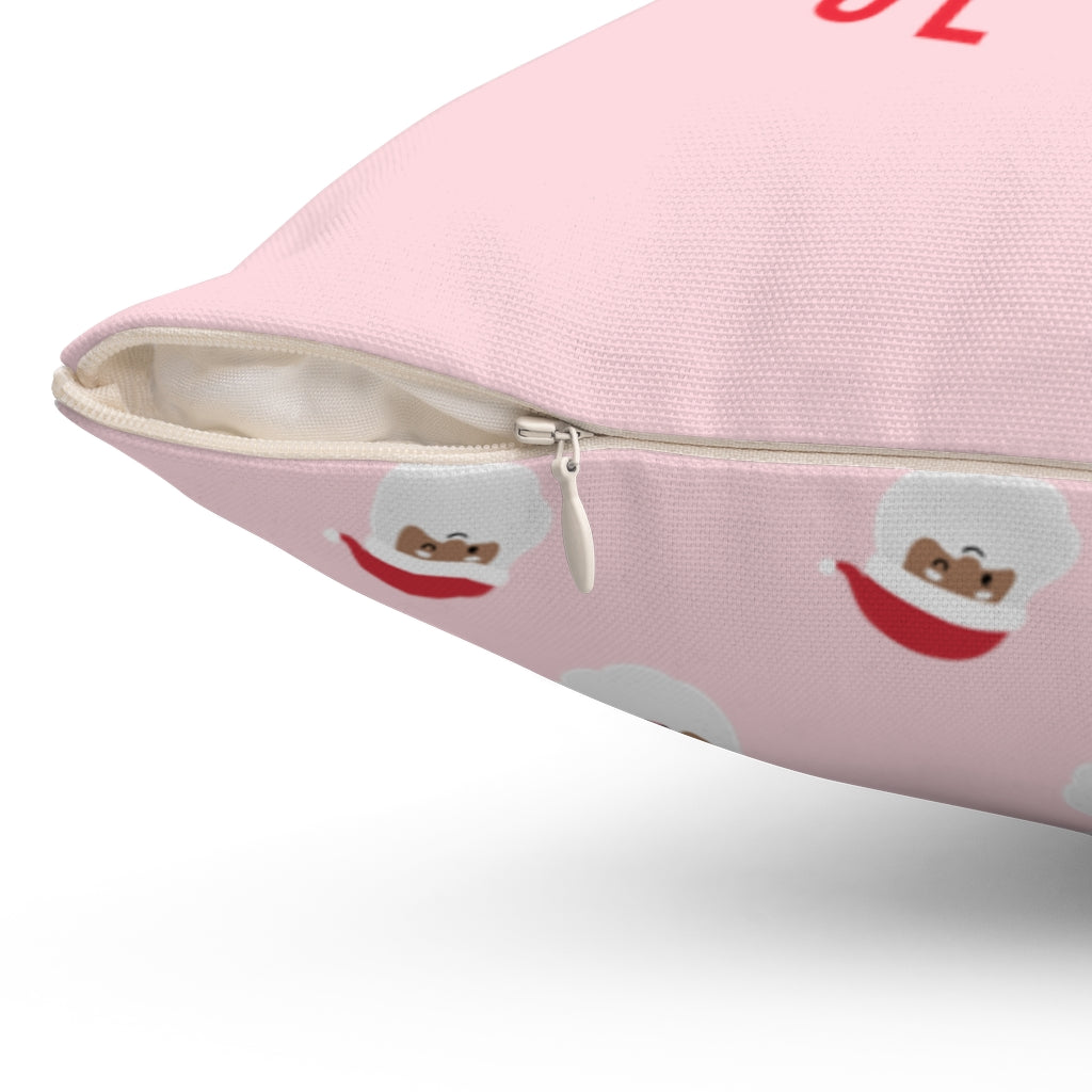 Papa Santa Pink Joyful Merry & Black Pillow