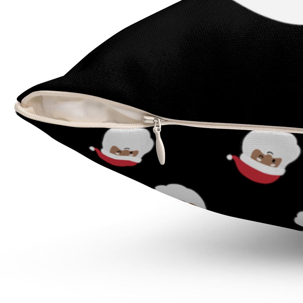 Papa Santa Black Joyful Merry & Black Pillow