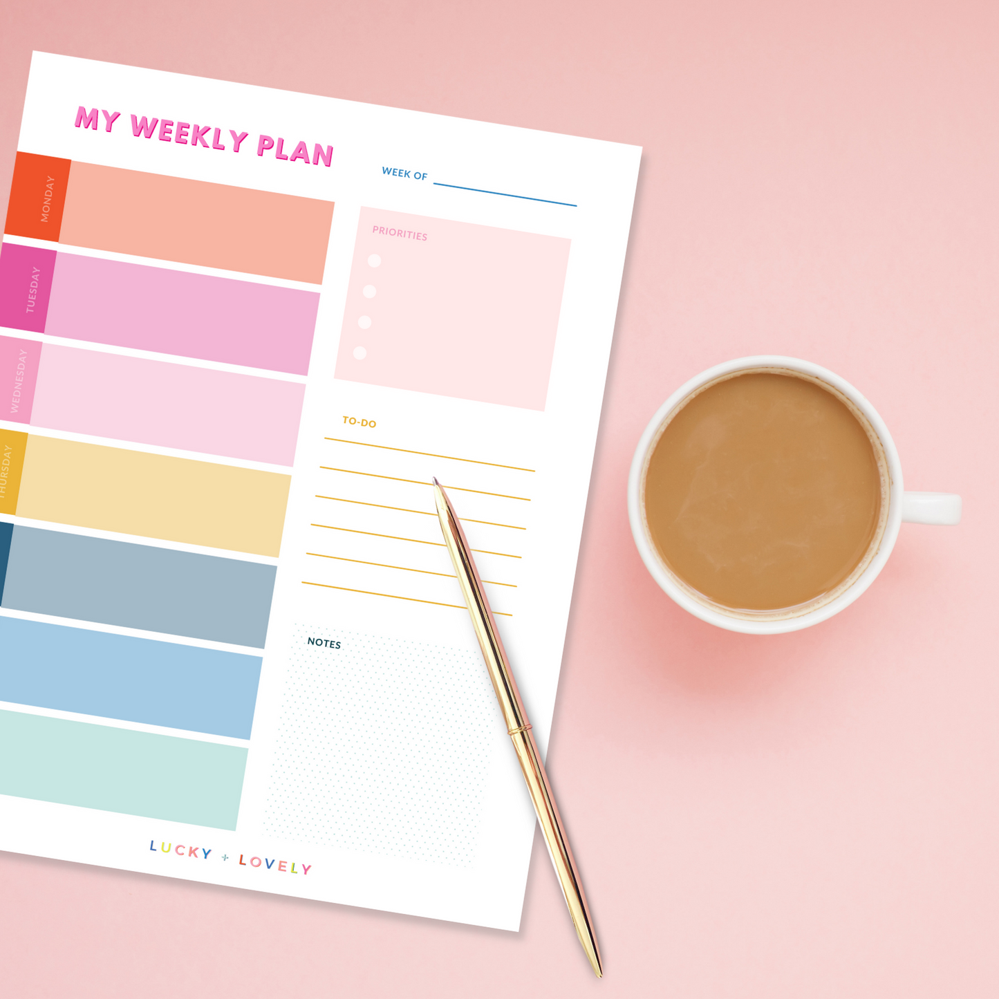 Rainbow Weekly Planner Notepad