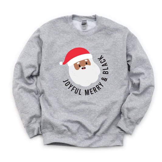 Joyful Merry & Black Sweatshirt-Sports Grey