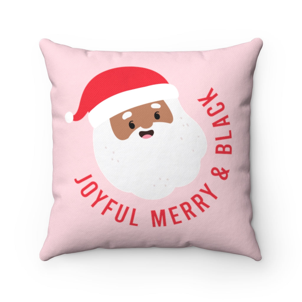Papa Santa Pink Joyful Merry & Black Pillow