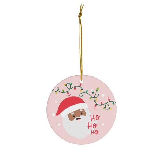 Black Santa Claus Pink Ceramic Ornament