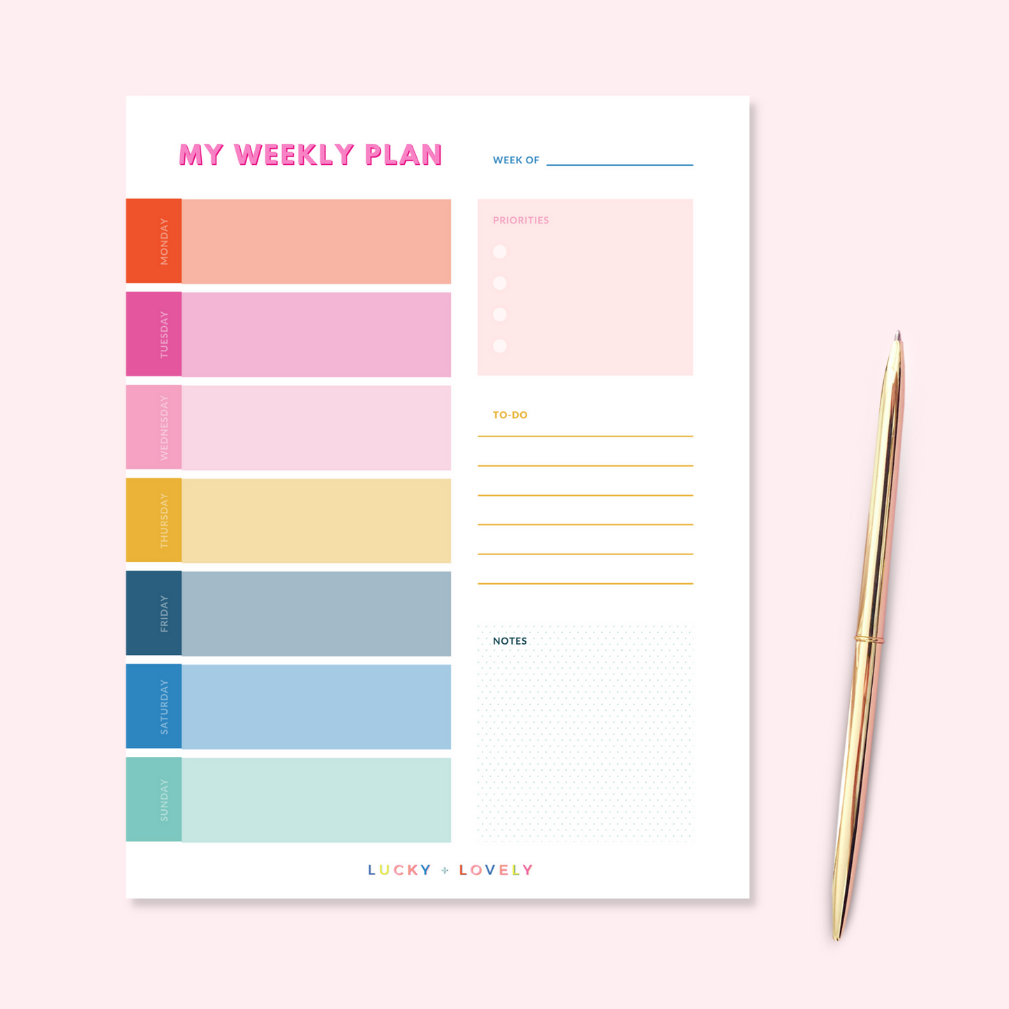 Rainbow Weekly Planner Notepad