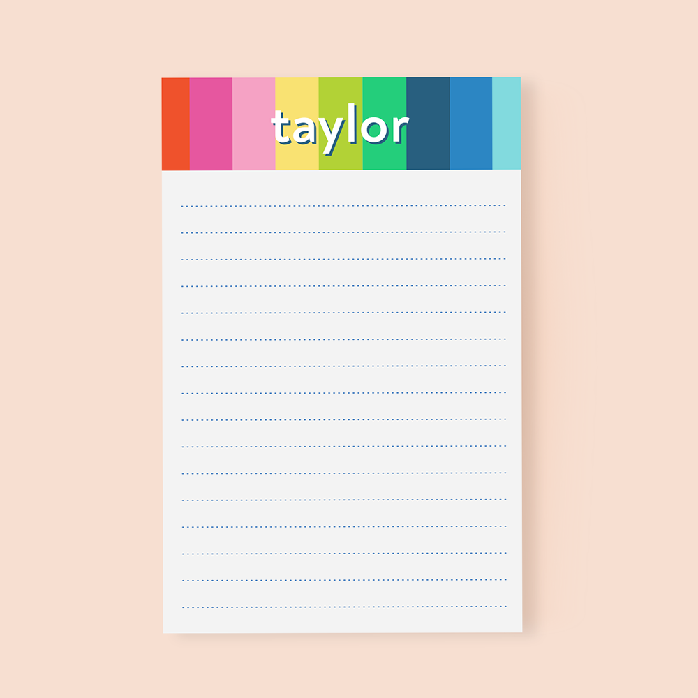 Personalized Happy Stripe Notepad