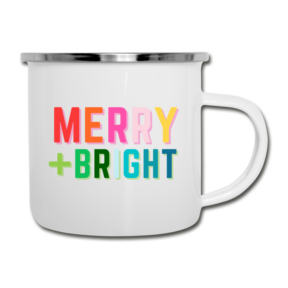 Merry + Bright Camper Mug - white